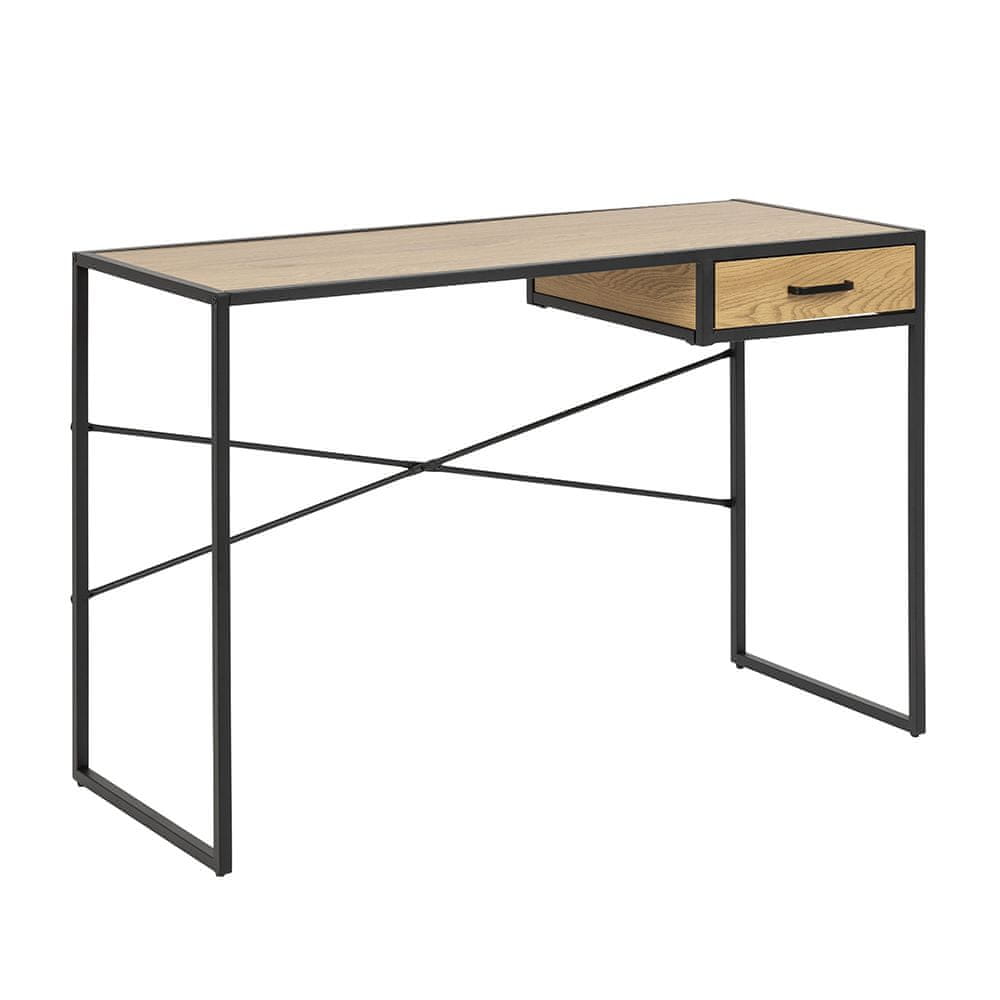 Design Scandinavia Pracovný stôl so zásuvkou Seashell, 110 cm, dub